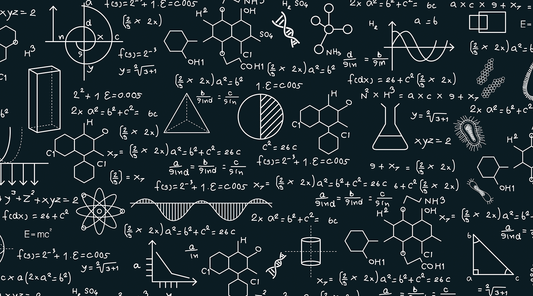 Math and science figures on a blackboard for a blog post explaining the science behind pre-shampoo conditioner versus regular shampoo and conditioner